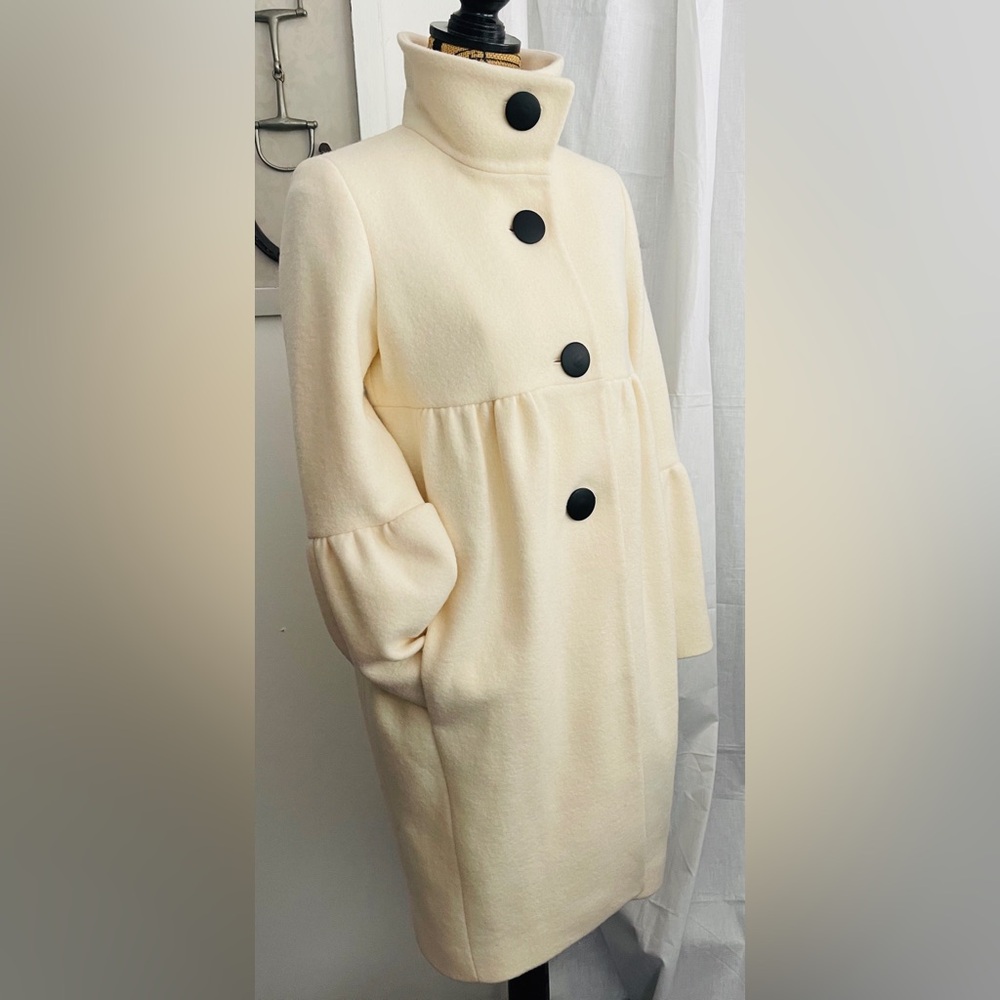 Club Monaco Wool Funnel Neck Car Coat Babydoll Empire Waist Size M